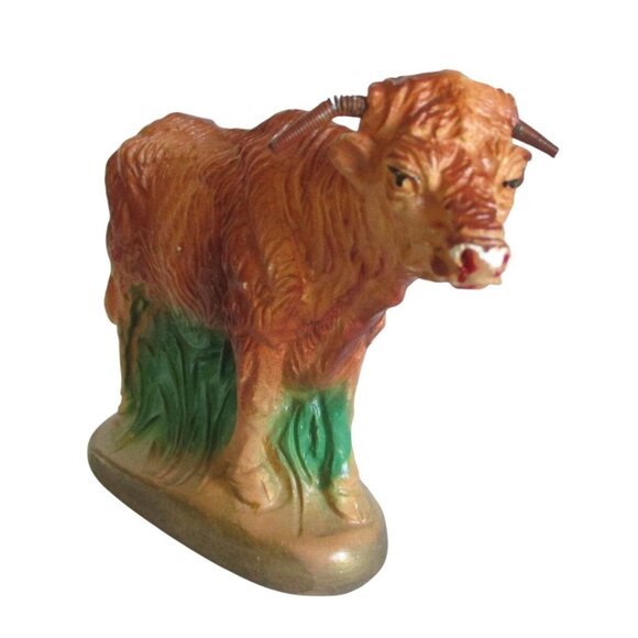 AS IS Vintage Nativity Cow Chalkware Figurine Decorative Collectible 3.5" Tall - Picture 2 of 7